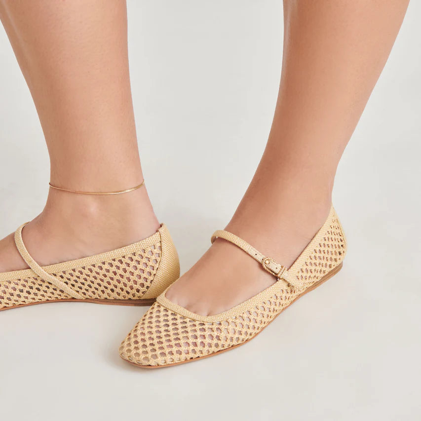 Dolce Vita Reyes Ballet Flats Lt Natural Woven Raffia