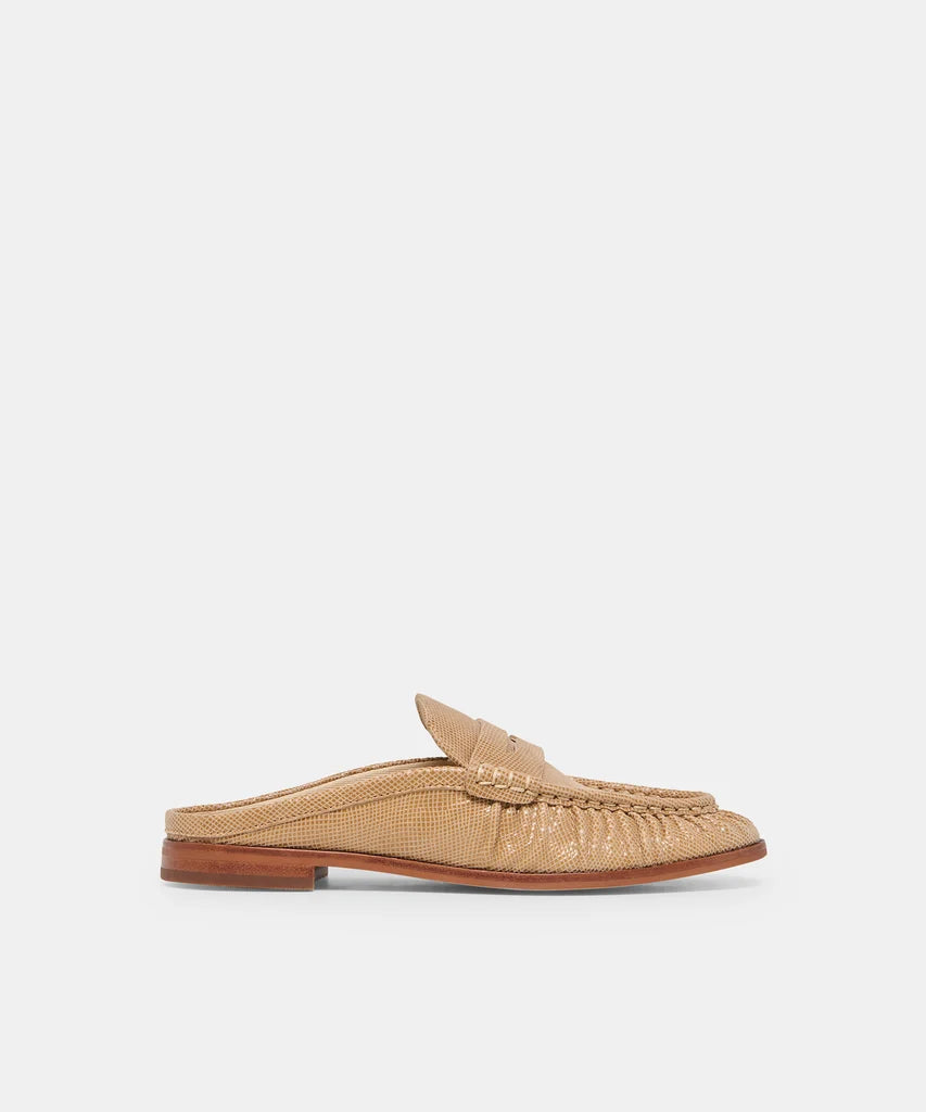 Betzy Latte Embossed Suede Loafers