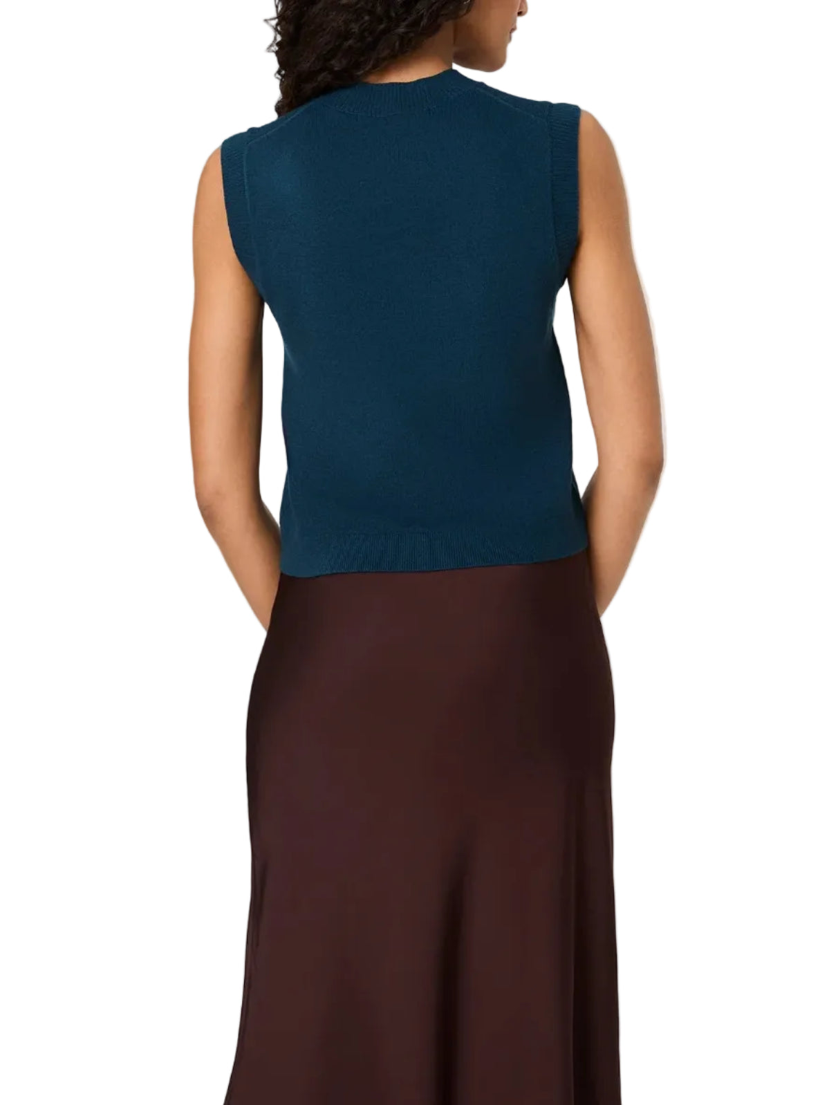 French Connection Babysoft Vertical Tick Crewneck Top in Deep Teal