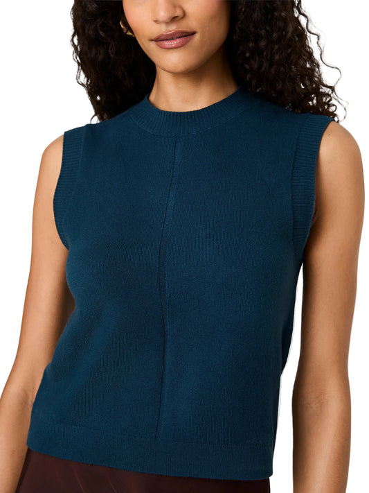 French Connection Babysoft Vertical Tick Crewneck Top in Deep Teal