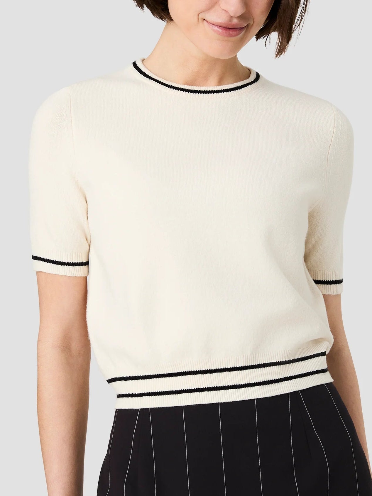 French Connection Baby Soft  SS Rib Stripe Top