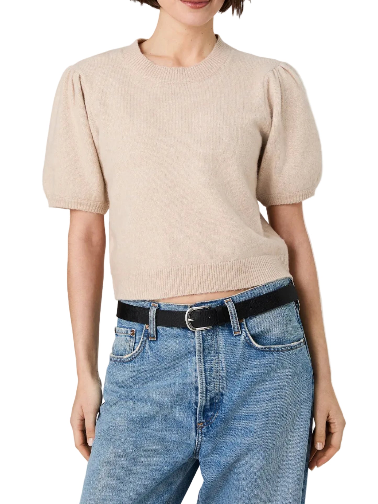 French Connection Yulia Knit Puff Sleeve Top