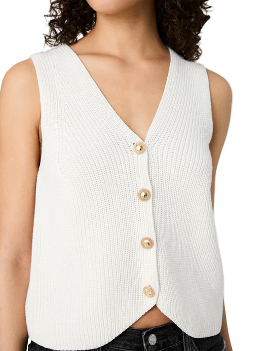 French Connection Mozart VNeck Vest in Porcelain Cream