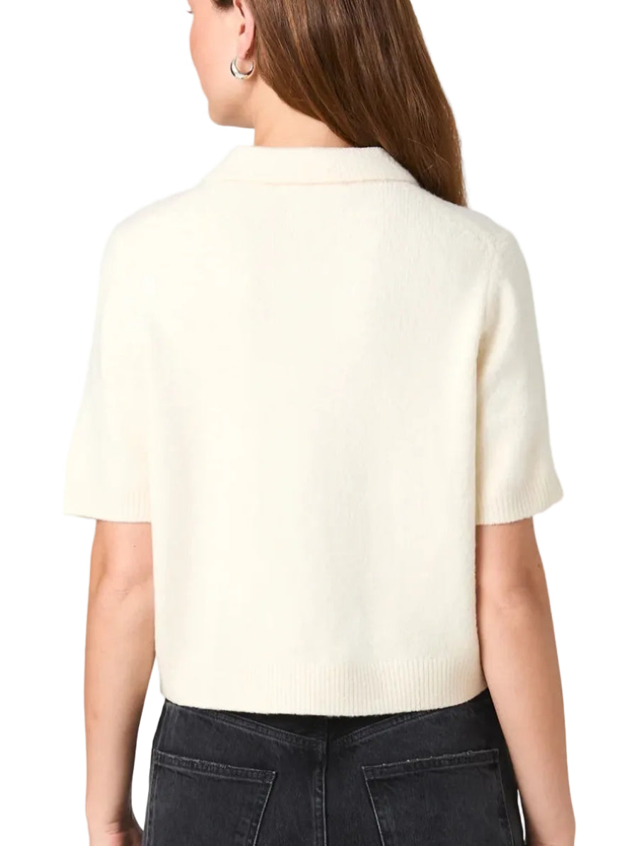 French Connection Suzie Knit Short Sleeve Collar Top