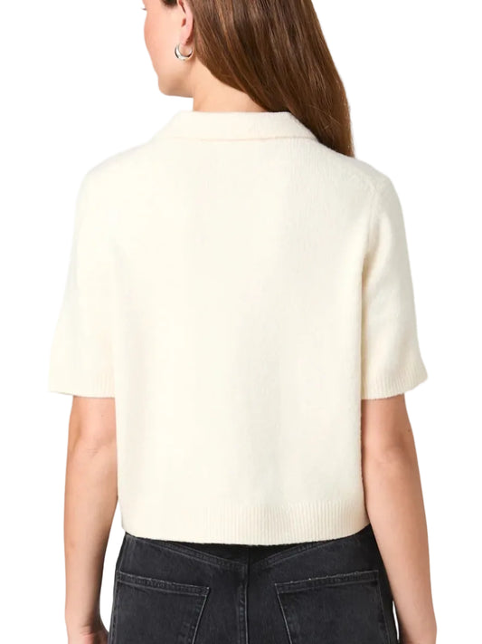 French Connection Suzie Knit Short Sleeve Collar Top