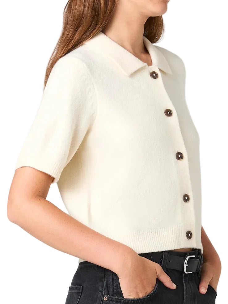 French Connection Suzie Knit Short Sleeve Collar Top