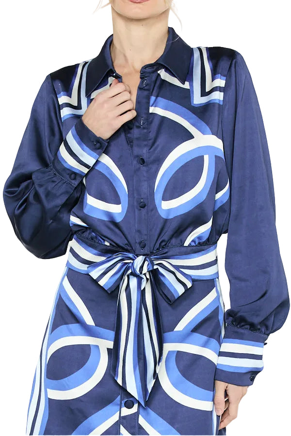 CIEBON Gara Printed Tie Front Shirt and Ophena Mini Skirt