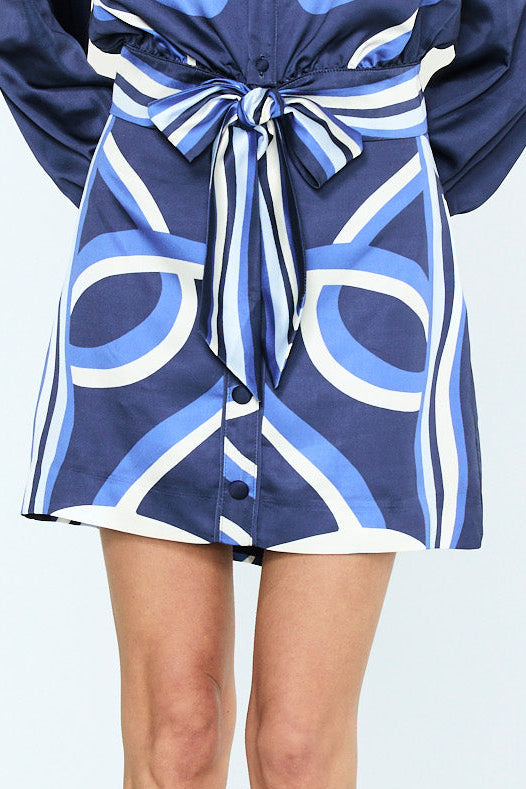 CIEBON Gara Printed Tie Front Shirt and Ophena Mini Skirt