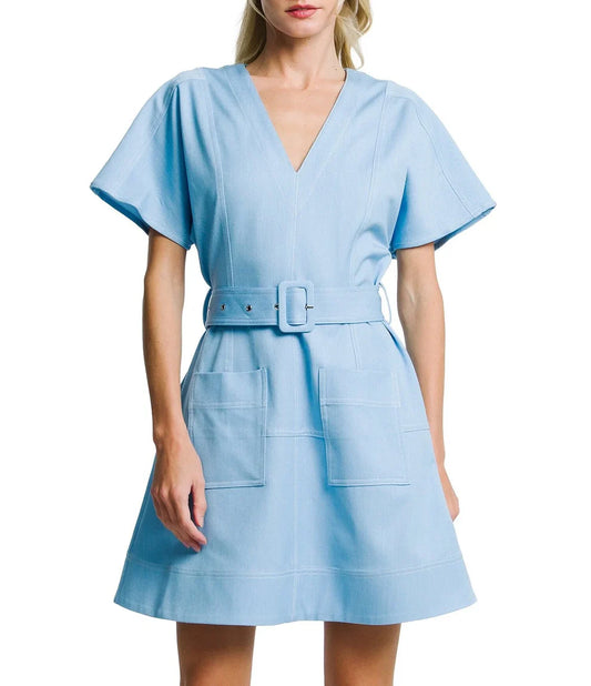 Ciebon Polly Patch Pocket Denim Mini Dress