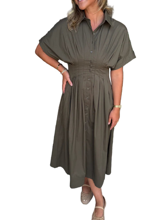 Remi Flared Sleeve Pleated Maxi Dress