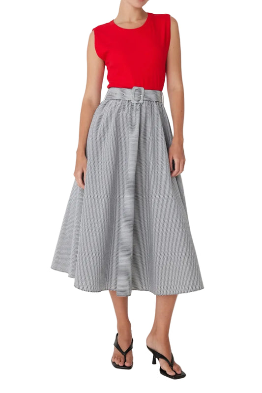 JS71 Collette Cotton Two Color Midi Dress