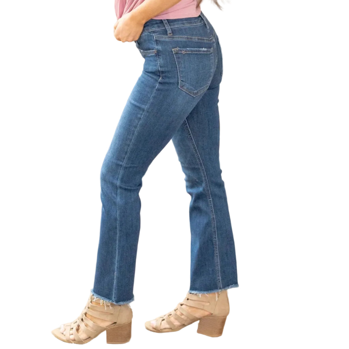 Vervet Mid Rise Raw Hem Kick Flare