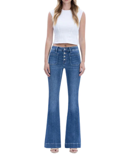 Vervet Mid Rise Flare with Hem Details