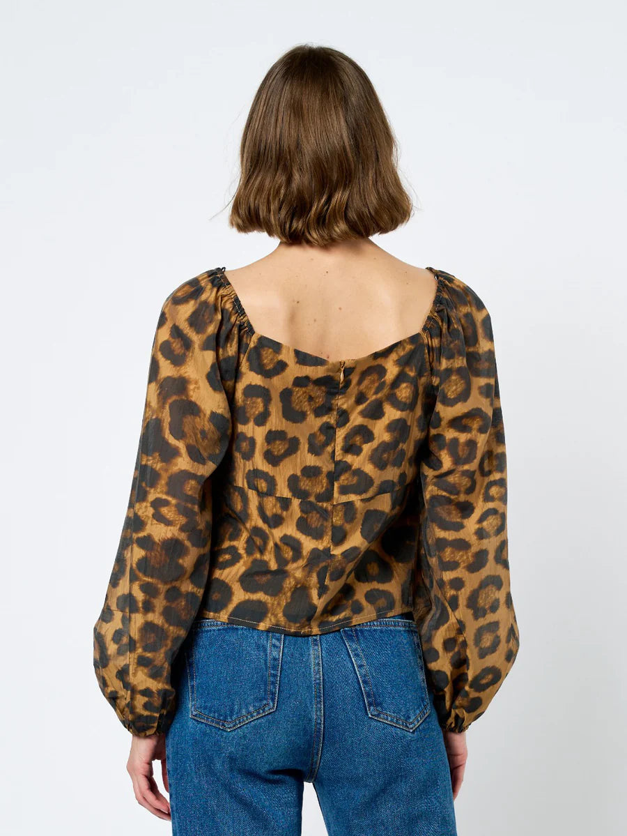 Ciebon Animal Print Puff Sleeve Top