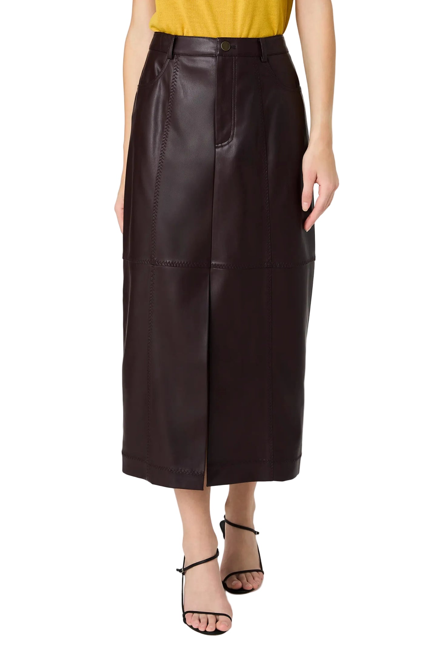 French Connection Madeline Faux Leather Midi Skirt