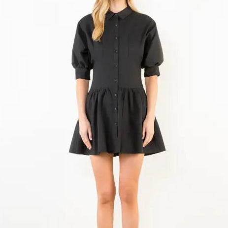 Landry Puff Sleeve Collared Dress