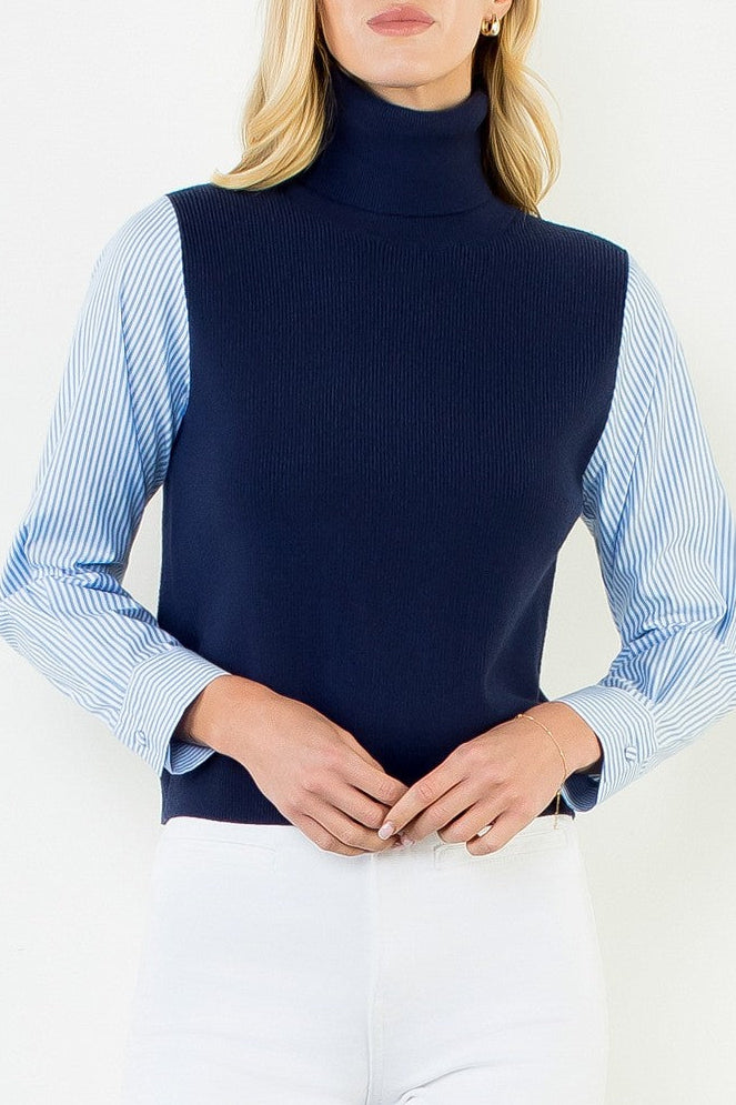 Shelby Stripped Sleeve Sweater Top