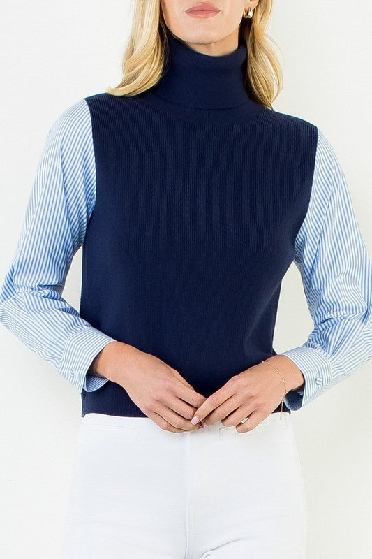 Shelby Stripped Sleeve Sweater Top