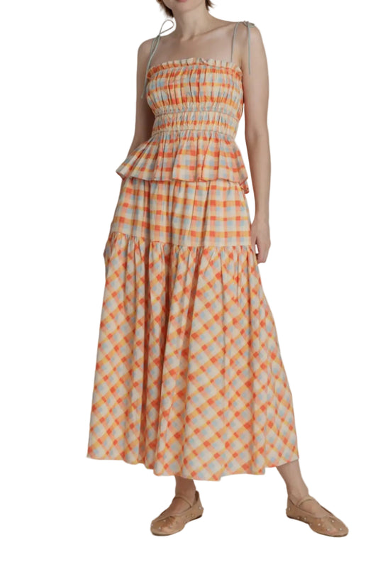 Cora Plaid Top & Midi Skirt Set