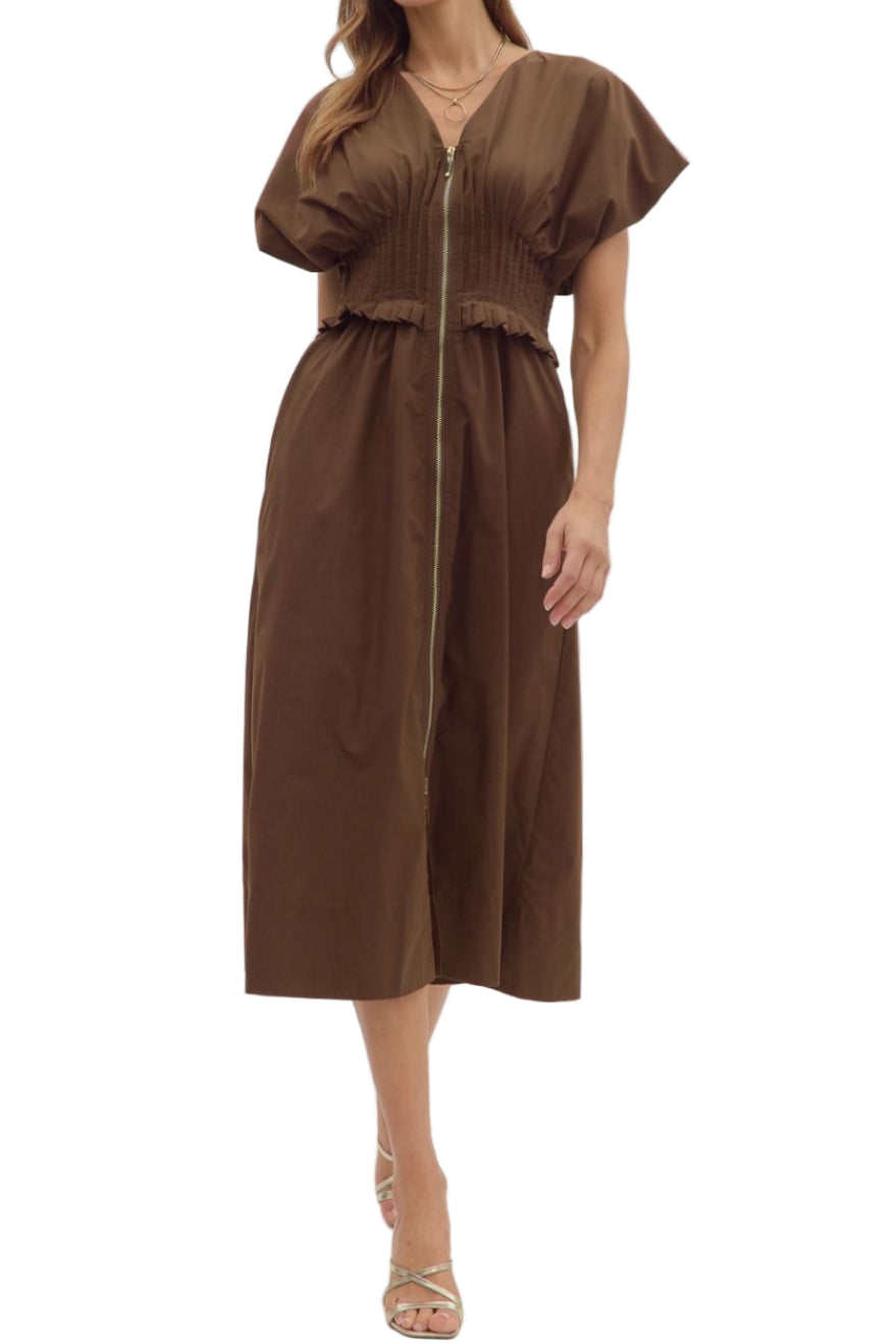 Riley Zipper Midi Dress