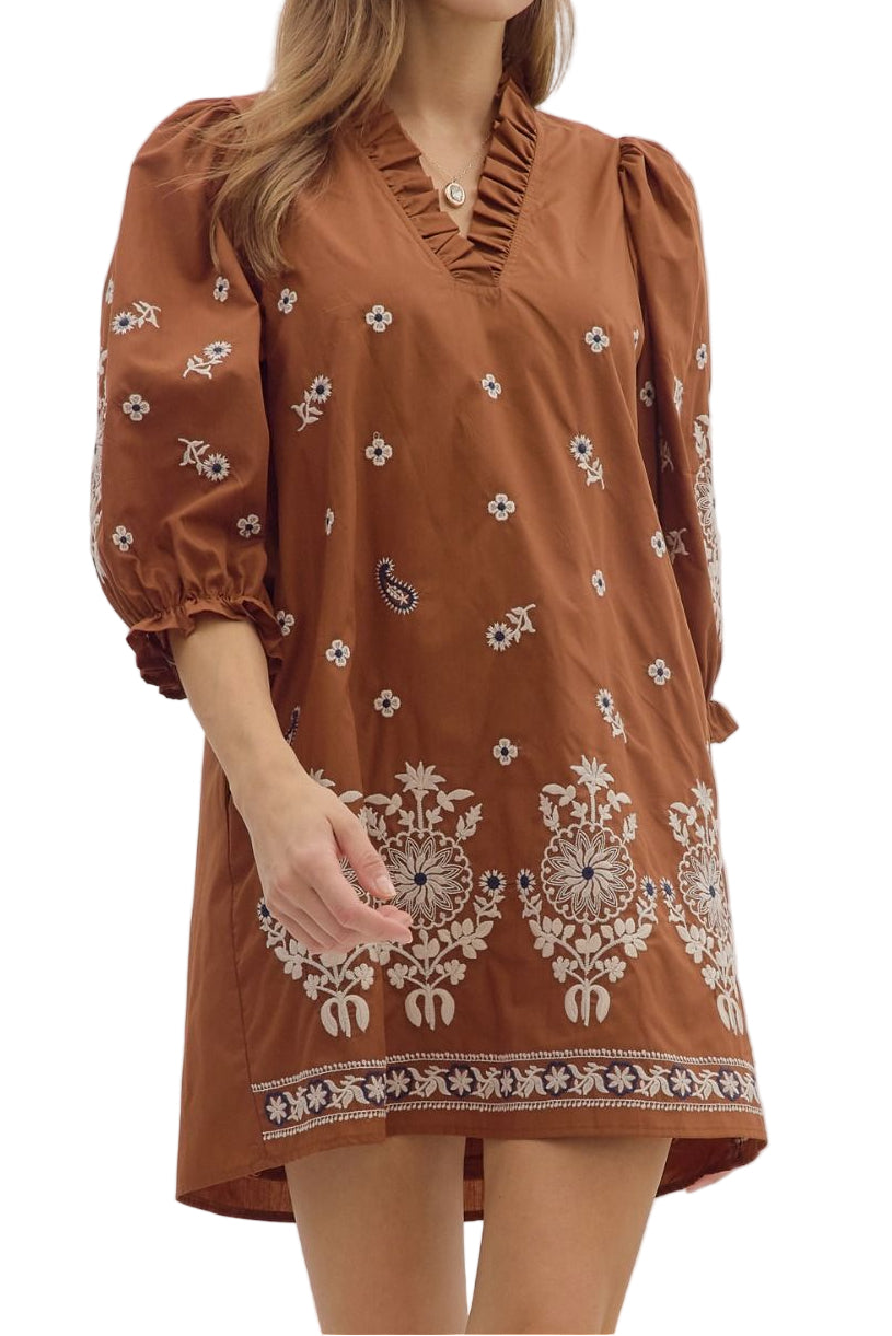 Raine Floral Embroidered Mini Dress