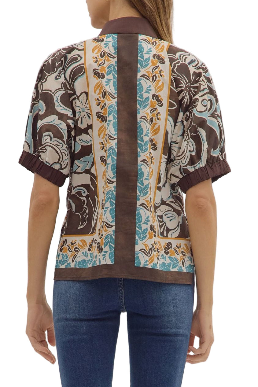 Maris Floral Top In Brown