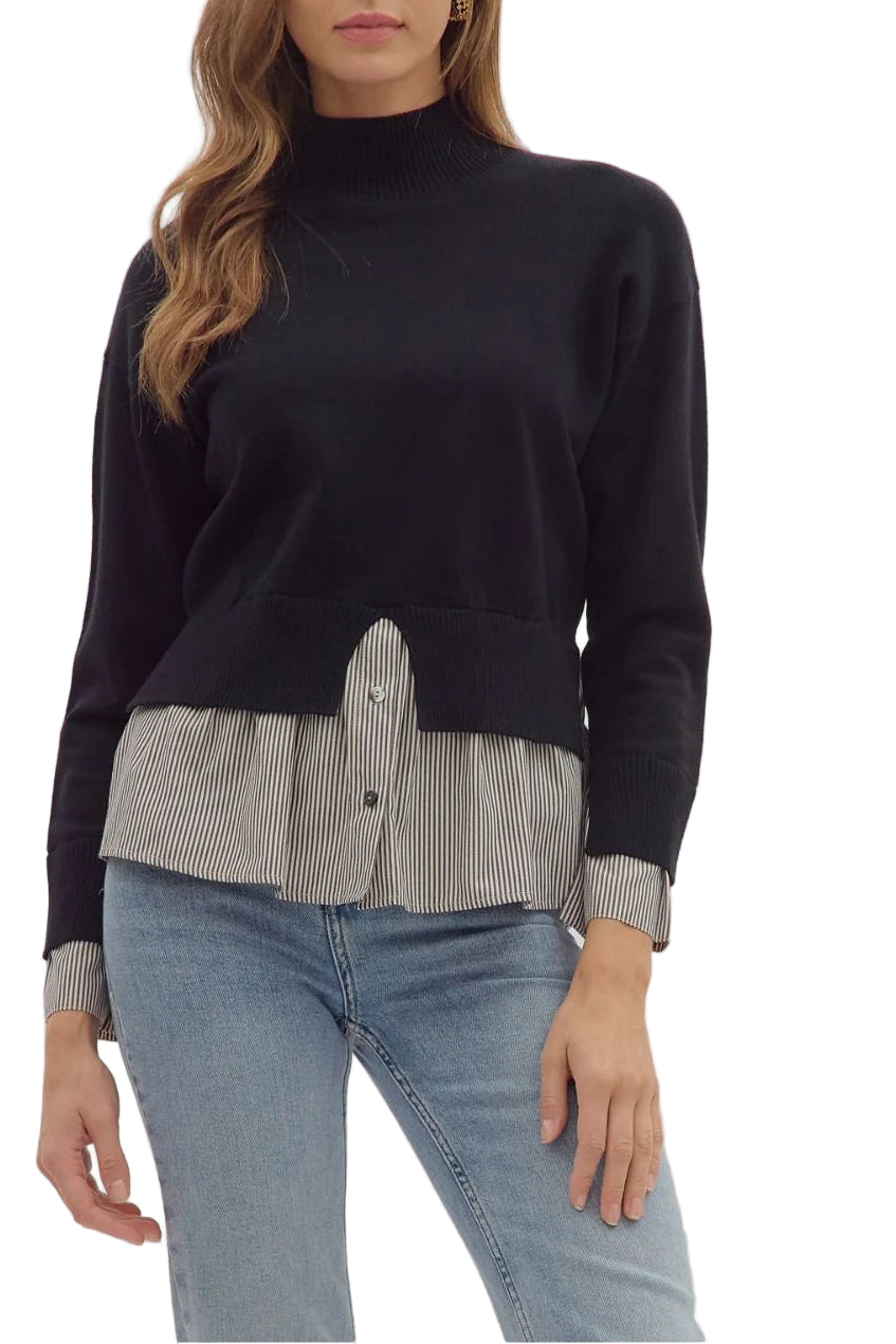 Fowler Mock Neck Sweater In Black