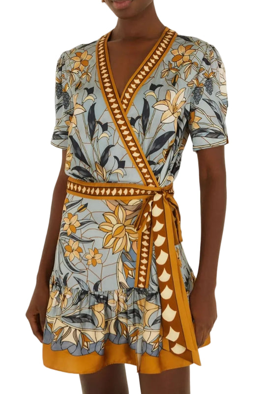 Farm Rio Stained Glass Beauty Wrap Mini Dress
