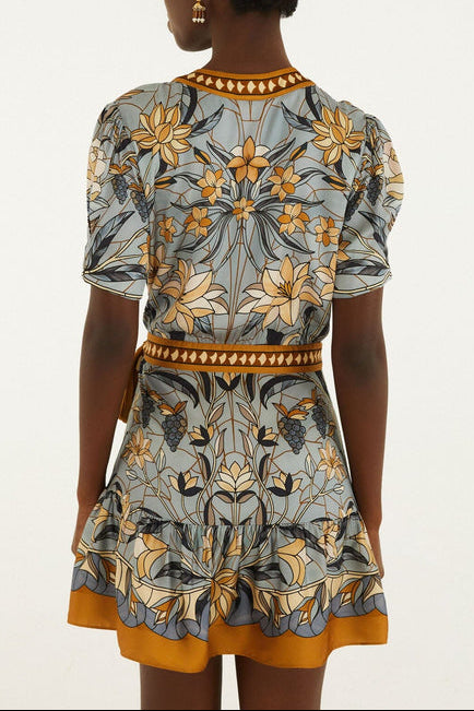 Farm Rio Stained Glass Beauty Wrap Mini Dress