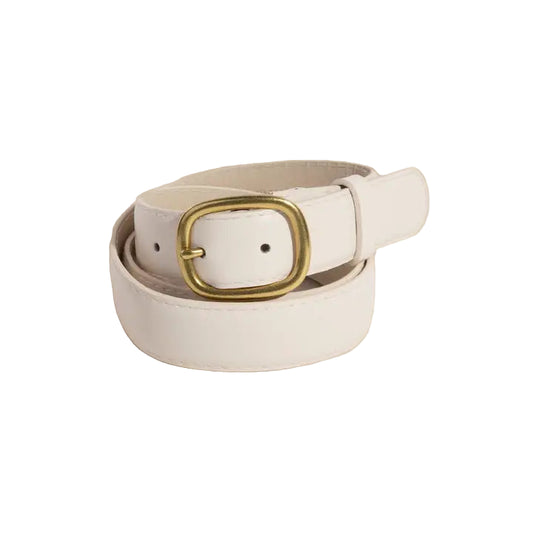 Metallic Oval Buckle Vegan Leather Belt