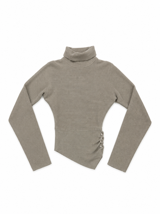 Ciebon Casanita Button Down Turtleneck In Grey