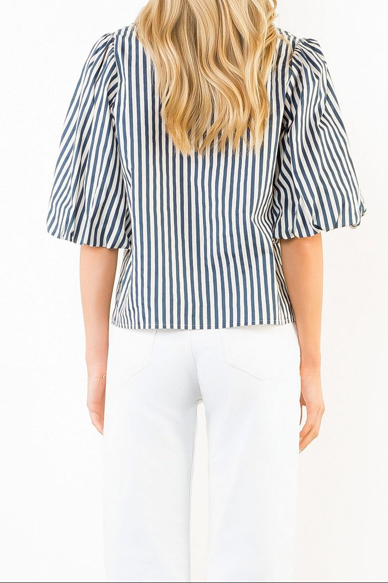Mary Stripe Button Down Top