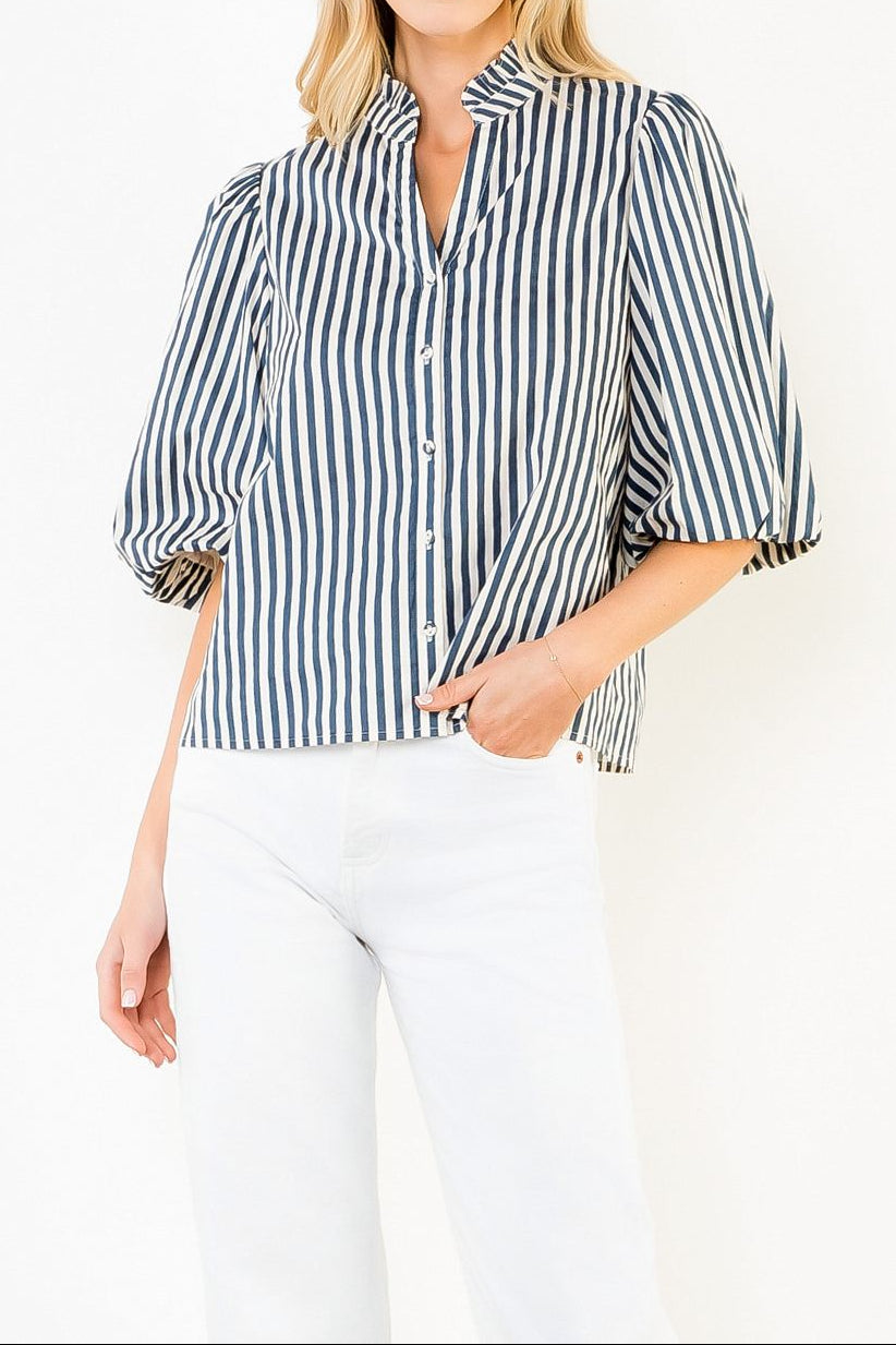 Mary Stripe Button Down Top
